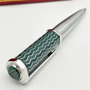 Луксозна Химикалка Писалка Octagon Green Wave Pattern-Високо Качество С Червена Скоростна Top Gift