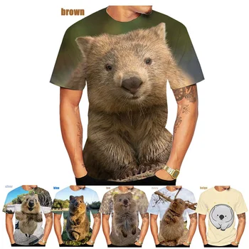 Нова мода Дамски и Мъжки сладка тениска с 3D принтом животни Wombat, блузи с къс ръкав, размер XS-5XL