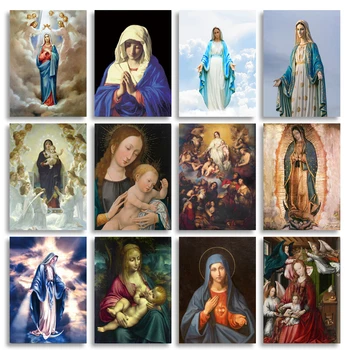 Дева Мария Гваделупская, Мексико Картина върху платно Дева Мария стенни художествени плакати и щампи украсен с фрески за католически църкви