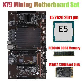 Дънна платка за майнинга X79 H61 БТК с процесора E5-2620 2011 + памет RECC 8G DDR3 + SSD 120G Поддръжка на видео карта 3060 3080