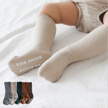 детски мини чорапи до коляното за момичета и момчета, зимни дълги чорапи за деца, Новородени, топли памучни бели чорапи училище