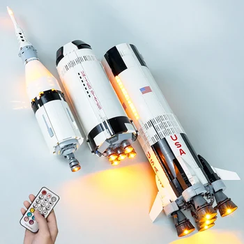 Led лампа За 21309 Creative градивните елементи на ракета-носител Аполо Saturn V, Съвместими с 16032