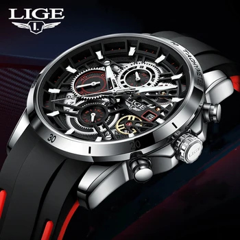 2022 LIGE Нов Мъжки Часовник Модерен Бизнес Часовници Мъжки Модни Отворени Ръчен Часовник с Хронограф Часовник за Мъже Relogio Masculino + Кутия