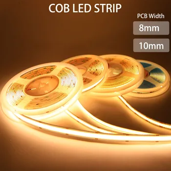 COB led Светлина с Висока плътност Гъвкави FOB COB 480/528 светодиода/m на Лента с подсветка в Синьо/Зелено/Червено Линеен Димиране DC12V/24V