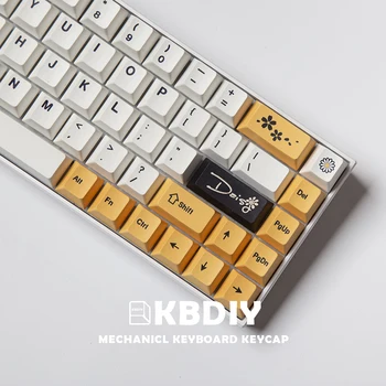 KBDiy GMK Daisy 133 Клавишите PBT Капачки за Ключове Череша Профил на Аниме Бели Жълти Капачки за Ключове, Комплект за Потребителска Механична Клавиатура DIY 16 Keycap