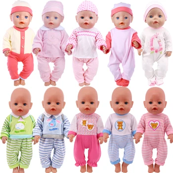 Твърди пижама с Шапка, Подходяща за 18-инчовата момичета от американски произход и 43 см, Възстановената Новородено Кукла AG, стоп-моушън Дрехи за момичета, Детски Играчката 