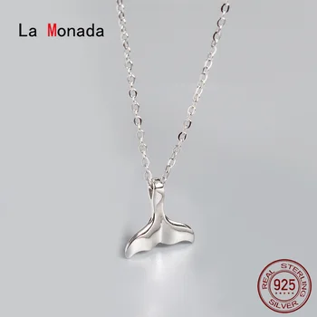 La Monada Дамско Колие 925 Сребърни Вериги Жена На Шията Делфин Рибя Опашка Медальон Бижута За Жени Колие Сребърна Момиче