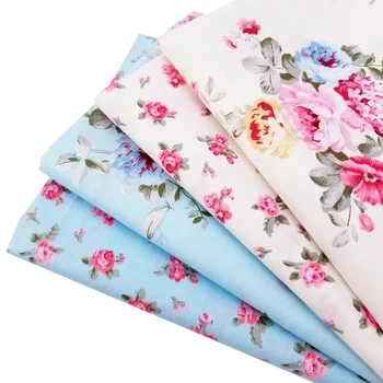 Печатни цвете памучен плат сплитка САМ шевни мозайка лоскутная плат, ръчно изработени, текстил за дома, спално бельо мек памучен плат