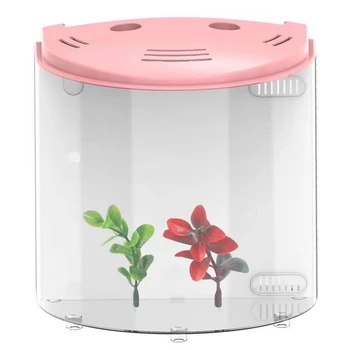 Аквариум малък екологичен аквариум с полукръгла творчески аквариум филтър липсата на осветление бойна аквариум аквариум аксесоар