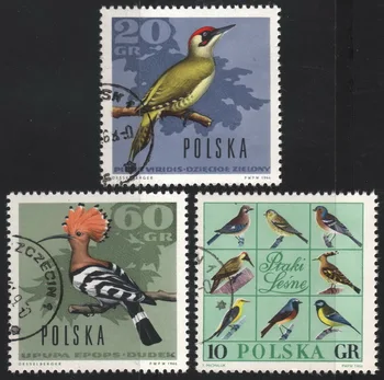 3 бр./компл. Пощенски марки Полша 1966 Птици са Използвали Пощенски Марки с Маркировка за Колекционери