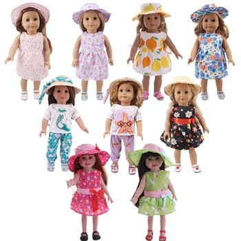 Пола е без ръкави, с кръгло деколте и Шапка, Костюм-риза За 18-инчовата кукли-момичета, 43 см, Дрехи за Кукли Reborn Baby, Американски дамски рокли, Играчки