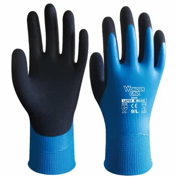 Ръкавици Wonder Grip Латекс Непромокаеми Ръкавици С Пълно Покритие Найлон Сини Работни Ръкавици, Мразоустойчив, Градински Ръкавици Защитни