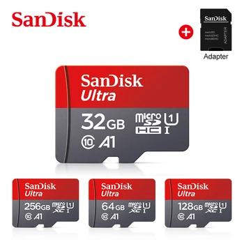 100% Оригинална Карта памет SanDisk 256 GB 128 GB 64 GB microsd tf карта от 32 GB, 16 GB, 200 GB SDXC, SDHC Micro sd флаш карта с адаптер