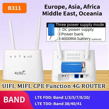 B311 4000 mah Батерия 300 Mbit/с Преносима Безжична Мобилна Точка за Достъп, Телефон Европа, Азия Сим-Карта Отключени Модем Авто USB 4G Wifi Рутер