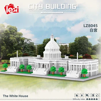 3796 бр. + Белият Дом във Вашингтон, Диамантени градивните елементи на Архитектурата на Америка 3D Модел Микро Тухли Играчка За Деца Подарък Възрастни