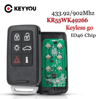 KEYYOU Дистанционно Ключ Smart Кола Ключодържател 433 Mhz 6 Бутони За Volvo XC60 и S60 S60L V40 V60 S80 XC70 Замяна С Поставяне на Ключа на Острието