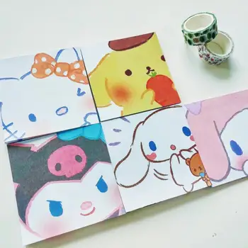 Sanrio Разделите Лепкава Бележка Kuromi Hello Kitty My Melody Сладки Кавайные Бележник Листове От Тетрадка Стационарно Украса За Офиса Бележника