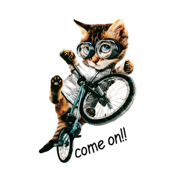 Смешно Котка на Велосипеди Ютия на Нашивках за Дрехи Термонаклейки Животни Теплопередача Якета за Момчета Кръпка Сам Аксесоар Parches
