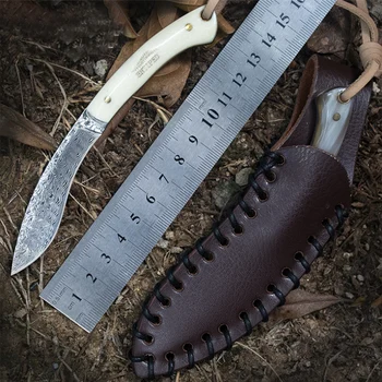Дамасский нож с висока твърдост златна коприна рог коллекционный нож за оцеляване в полеви условия директен нож външни инструменти