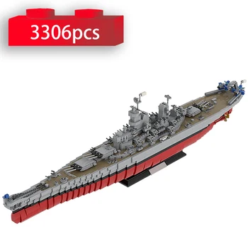 Военен Боен кораб WW2 Lowa-клас USS Missouri (BB-63) Модел крайцер Мащабни военноморски военен кораб, Оръжия, Строителни Блокове Тухли Играчка