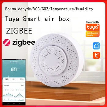 Sasha Zigbee/Wifi Умен Кутия Въздушен Детектор за Въглероден Двуокис CO2 при работа на Газов Сензор Формалдехид VOC температурен Сензор За Алекса Google Home