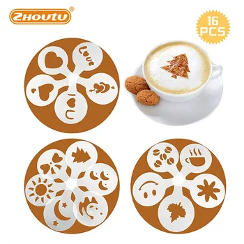 Zhoutu 16 Шаблони за украса на кафе, Креативна форма за украса на кафе, Форма за украса на кафе лате и капучино