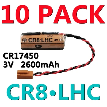 10 x Броячи на електроенергия и вода CR8.LHC Батерия за пожароизвестяване CR8 LHC CR17450 3V Литиева батерия с Кафяв Конектор