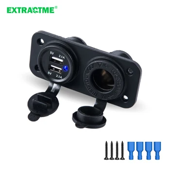 Extractme 12-24 В Автомобил Електронни Запалки с Два USB Конектори Зарядно Устройство Адаптер за Захранване Изход Автоаксесоари