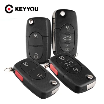KEYYOU 2/3/4 Бутона HAA За Audi TT A2 A4 A6 A8 Quattro с Флип Сгъваема Кола с Дистанционно на Ключа за Носене на Ключодържател CR1620 CR1616 Притежателя на Батерията