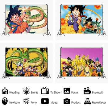 Аниме Son Goku Парти Фонове Детски Душ Рожден Ден Украси Стикер На Стената Плакат Снимка Фон Подпори