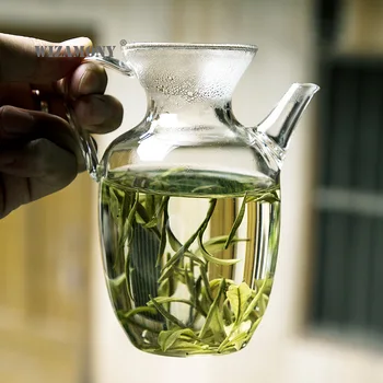 Дебели огнеупорни чай от кремниевого стъкло с високо съдържание на бор, малка саксия с песента, справедлив филтър за чай, морско зелен чай, разделител, странична мъжки чаша
