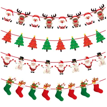 Коледен Банер, Венец, Флаг, Весел Коледен Декор за Дома на Дядо Коледа, Коледна Украса, Коледни Декор, Коледа, Снежен човек, Лосове