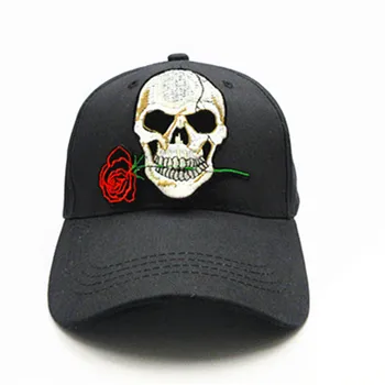 Роза Череп бродерия памук Casquette бейзболна шапка на хип-хоп шапки Регулируема възстановяване на предишното положение Шапки за деца, за мъже, за жени 142
