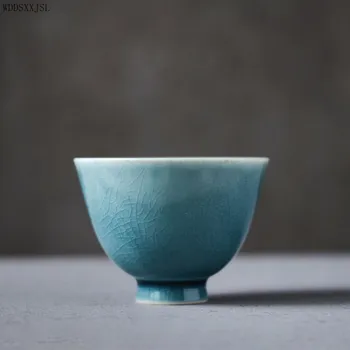 WDDSXXJSL ретро прост ръчно изработени ледена глазура цвете това е една чаша от скъпоценен камък синьо кунг-фу чаена чаша домашен чай маса е с цветна глазура чай