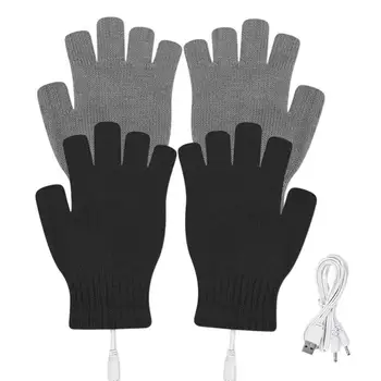 Меки Топли Ръкавици С USB Нагряване, Ръкавици, Зимни Ръкавици Без Пръсти, Топли Ръкавици За Лаптоп, Зимни Подаръци За Жени, Мъжки плетени калъф за Ръкавици