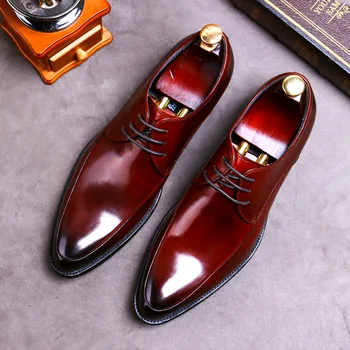 DESAI/ Нови Маркови бизнес модела обувки от естествена кожа, Мъжки Официалната Дрехи, Ежедневни Кожени Обувки Големи Размери В Британския Стил, Oxfords С остри пръсти