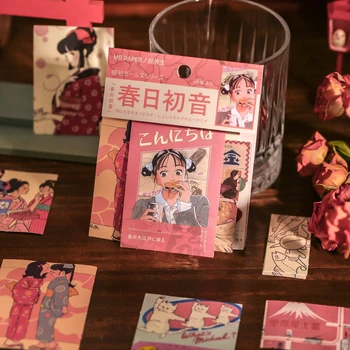 30шт Ретро стил японски момиче записваем пролетен ден Колекция от Декоративни Стикери Реколта карикатура Изкуството на Списание Планер