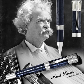 Луксозното издание на Великия Писател Марк Твен Подарък Химикалка химикалка-Roller MB с Гравиран от смола с Пореден номер 0068/8000