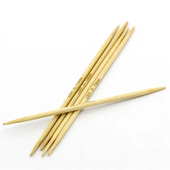 Естествени бамбукови игли за плетене, натурални двухконечные ръчно шиене куки за плетене на една кука, комплект инструменти за тъкане (САЩ 2/2,75 мм) с дължина 10 см, 5 бр./компл.