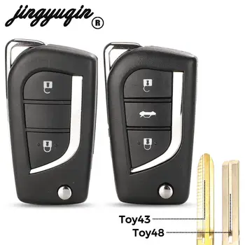 jingyuqin 2/3 Бутона За Toyota Corolla RAV4 До 2013 Дистанционно Управление, възможност за сгъване Сгъване на Автомобилен Ключ Калъф Toy43 Toy48 Подмяна на Остриета
