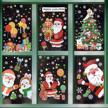 Направи си САМ Коледни Коледни Стикери За Стена Дядо Коледа Снежинка PVC Электростатическая Прозорец Стъклена Стикер За Коледа Търговски Център на Стикери За Стени на Дома