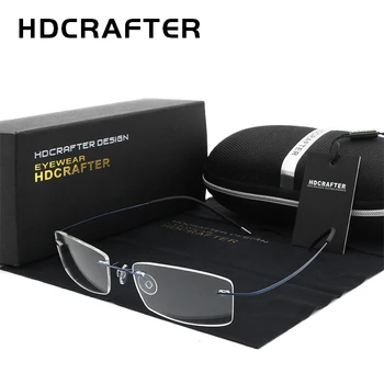 HDCRAFTER Мъжки Леки Титанови Рамки За Очила Без Рамки Рецепта Оптични Рамки за Очила за жени без рамки Рамки