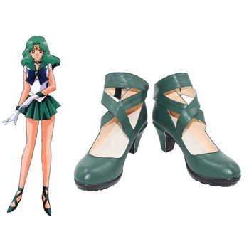 Нова Аниме Моряшка Нептун/Kaiou Michiru Cosplay Хелоуин Вечерни Дамски Тъмно Зелени Обувки По Поръчка