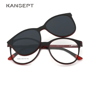 KANSEPT За Жени Клип На Очила и Оптични Очила Поляризирани Слънчеви Очила За Жени Магнетизъм Класически Стилни очила Очила T6202