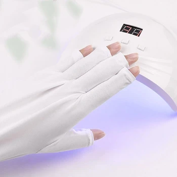 Дизайн на ноктите Анти-Uv Бели Ръкавици с Отворени Пръсти, Ръкавици, Инструмент, UV-лампа, Защита от Радиация, Ръка за Гел-Лак, Върховете на Ноктите
