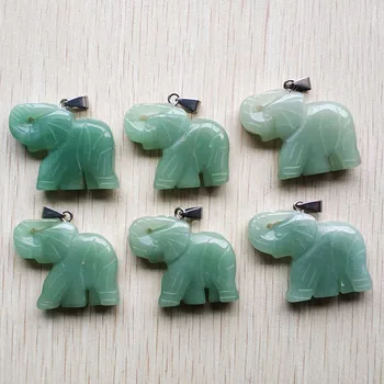 2018 модни натурални зелени авантюриновые издълбани медальони с изображение на животни като слон, за да колиета, бижута на едро, 6 бр./лот безплатна