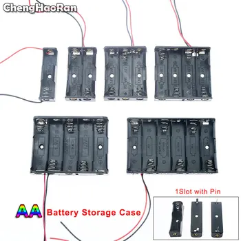 ChengHaoRan Черен Пластмасов Калъф За Съхранение на акумулаторни Батерии Размер АА, Кутия, Държач, Кабели с 1 2 3 4 5 6 Слота, Калъф За Съхранение батерия Тип АА
