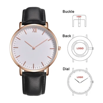 CL025 Reloj Personalizado OEM Гравиране Часовници С Потребителски Логото на Мъжки Часовник от естествена кожа, Модерен Класически Дизайн на Вашата Марка Часовници