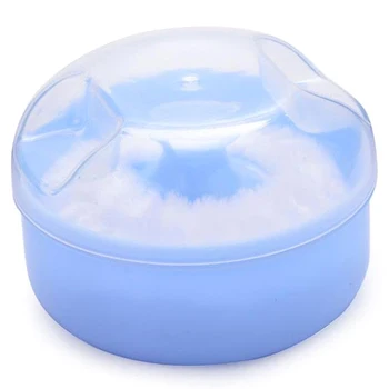 Контейнер повод кутии гъба дръпвания козметична прах страна на тялото на бебето е мека (син)