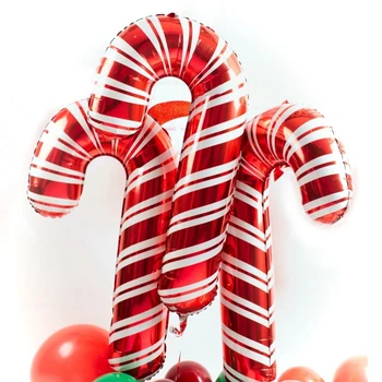 Коледна Украса Големи Червени Гелиевые Топки CandyCane, Коледна Декорация За Дома Партита, Балон От Тръстика, Детски Играчки, Подпори За Фотосесия, Глобуси